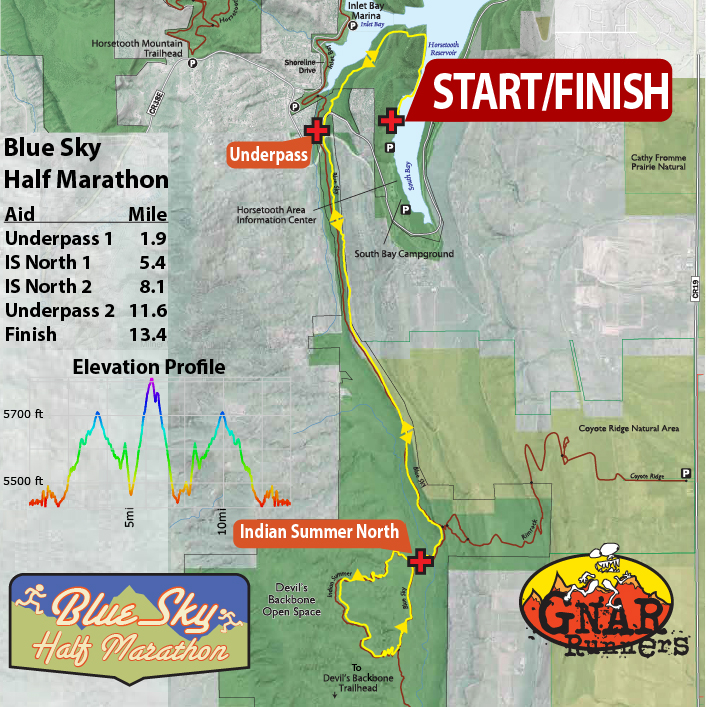 Blue Sky Half Marathon Course Map